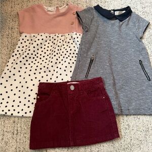 ZARA toddler girls cute trendy lot dress and skirt size 3 - 4